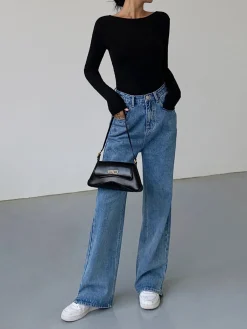 Clearance V-Shape Open Back Long Sleeve Shirt Sweater Tops|T-shirts