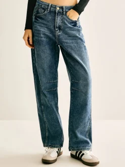 Washed Denim Scimitar Jeans Jeans|Pants