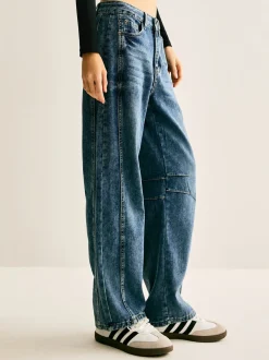 Washed Denim Scimitar Jeans Jeans|Pants