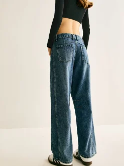Washed Denim Scimitar Jeans Jeans|Pants