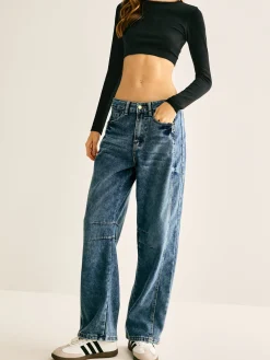 Washed Denim Scimitar Jeans Jeans|Pants