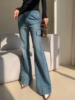 Clearance Washed Slim Draped Denim Pants Jeans|Pants