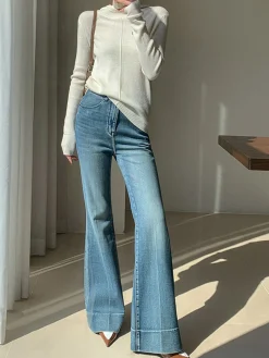 Clearance Washed Slim Draped Denim Pants Jeans|Pants