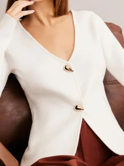 Hot Waterdrop-Button V-Neck Cardigan Cardigans|Sweaters & Cardigans
