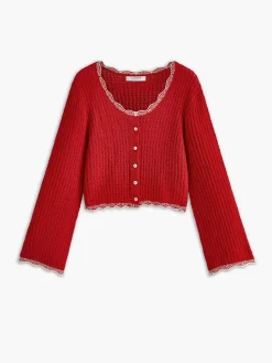 Discount Wave Trim Breasted Cardigan Cardigans|Sweaters & Cardigans