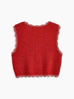 Outlet Wave Trim Breasted Sweater Vest Sweater Vests|Sweaters & Cardigans