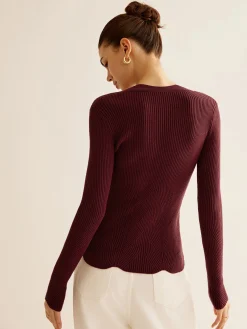 Hot Wave Trim Cutout Slim Knit Top Sweater Tops|Sweaters & Cardigans