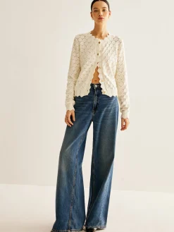 Discount Wave Trim Hollow Out Cardigan Cardigans|Sweaters & Cardigans