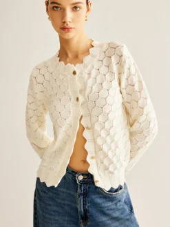 Discount Wave Trim Hollow Out Cardigan Cardigans|Sweaters & Cardigans