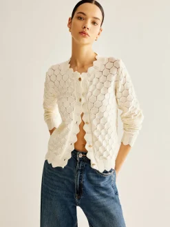 Discount Wave Trim Hollow Out Cardigan Cardigans|Sweaters & Cardigans