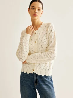 Discount Wave Trim Hollow Out Cardigan Cardigans|Sweaters & Cardigans