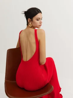 Online Wave Trim Knit Cami Dress Cocktail & Party Dresses|Long Dresses