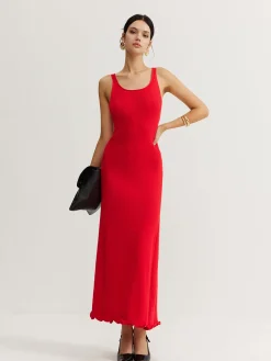Online Wave Trim Knit Cami Dress Cocktail & Party Dresses|Long Dresses