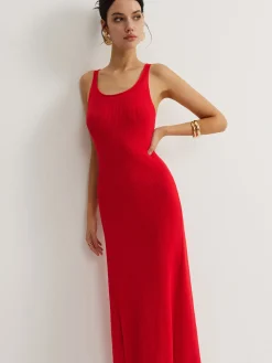 Online Wave Trim Knit Cami Dress Cocktail & Party Dresses|Long Dresses