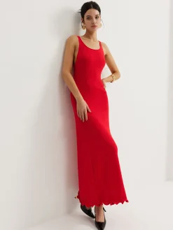 Online Wave Trim Knit Cami Dress Cocktail & Party Dresses|Long Dresses