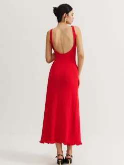 Online Wave Trim Knit Cami Dress Cocktail & Party Dresses|Long Dresses