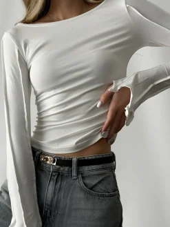 Outlet Wave Trim Skinny Piping Jersey Top T-shirts|Tops