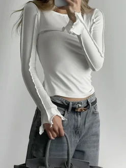 Outlet Wave Trim Skinny Piping Jersey Top T-shirts|Tops