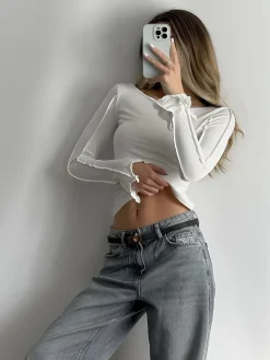 Outlet Wave Trim Skinny Piping Jersey Top T-shirts|Tops