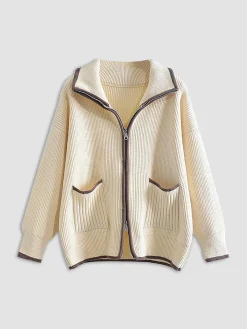 Best Weekend Loaf Zip Collared Cardigan Cardigans|Sweaters & Cardigans