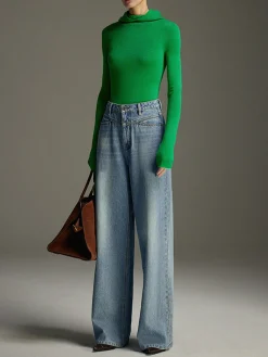 Online Wide-Leg Denim Jeans Jeans|Pants