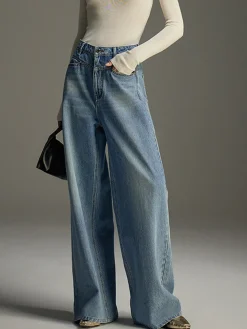 Online Wide-Leg Denim Jeans Jeans|Pants