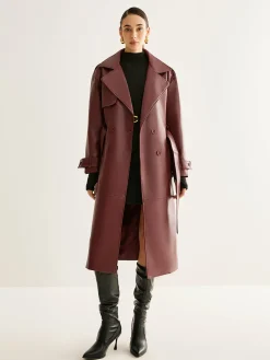 Sale Windproof PU Leather Long Jacket Outerwear|Jackets