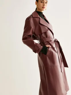 Sale Windproof PU Leather Long Jacket Outerwear|Jackets