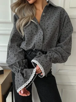 Best Women Heart Print Button Down Shirt Blouses & Shirts|Tops