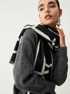 New Wool Blend Geometric Pattern Scarf Accessories