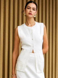 Hot Wool Blends Knitted Split Button Skirt Set Skirt Sets|Long Sleeve Sets