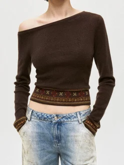 Online Wool-Blend Asymmetrical Crop Knit Top Sweater Tops|Sweaters & Cardigans