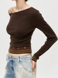 Online Wool-Blend Asymmetrical Crop Knit Top Sweater Tops|Sweaters & Cardigans