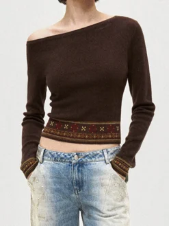Online Wool-Blend Asymmetrical Crop Knit Top Sweater Tops|Sweaters & Cardigans
