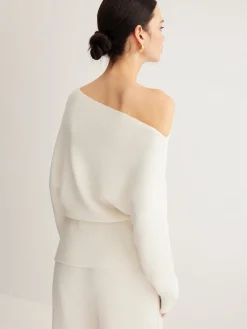 Wool-Blend Asymmetrical Neck Knit Top Sweater Tops|Sweaters & Cardigans