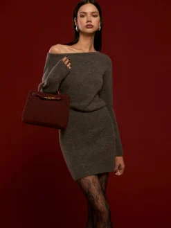 Wool-Blend Asymmetrical Sweater Dress Black Dresses|Sweater Dresses