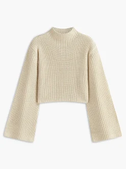 Discount Wool-Blend Bell Sleeve Crop Shift Sweater Sweater Tops|Sweaters & Cardigans