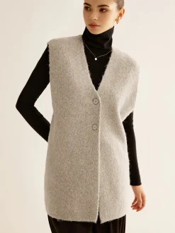 Sale Wool-Blend Breasted Sweater Vest Sweater Vests|Sweaters & Cardigans