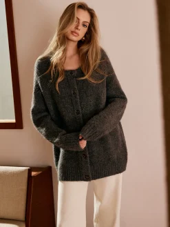 New Wool-Blend Button Draped Cardigan Cardigans|Sweaters & Cardigans