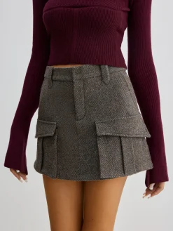 Online Wool-Blend Cargo Pockets Skirt Skirts|Bottoms