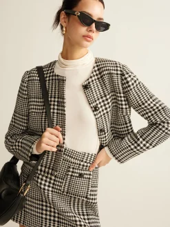 Outlet Wool-Blend Checked Blazer Outerwear|Blazers