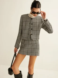Outlet Wool-Blend Checked Blazer Outerwear|Blazers