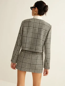 Outlet Wool-Blend Checked Blazer Outerwear|Blazers