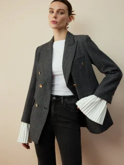 Discount Wool-Blend Chevron Tweed Fit Blazer Outerwear|Blazers