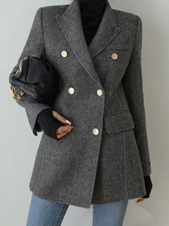 Discount Wool-Blend Chevron Tweed Fit Blazer Outerwear|Blazers