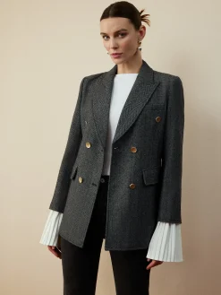 Discount Wool-Blend Chevron Tweed Fit Blazer Outerwear|Blazers