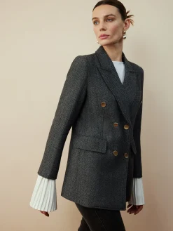 Discount Wool-Blend Chevron Tweed Fit Blazer Outerwear|Blazers