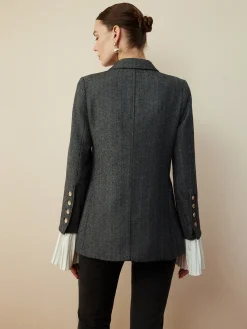 Discount Wool-Blend Chevron Tweed Fit Blazer Outerwear|Blazers