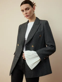 Discount Wool-Blend Chevron Tweed Fit Blazer Outerwear|Blazers