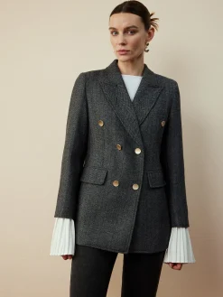 Discount Wool-Blend Chevron Tweed Fit Blazer Outerwear|Blazers